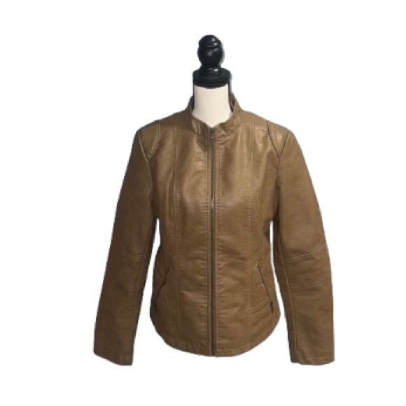 La Coalition Jackets & Blazers - la coalitio Tan Leather Jacket for Women